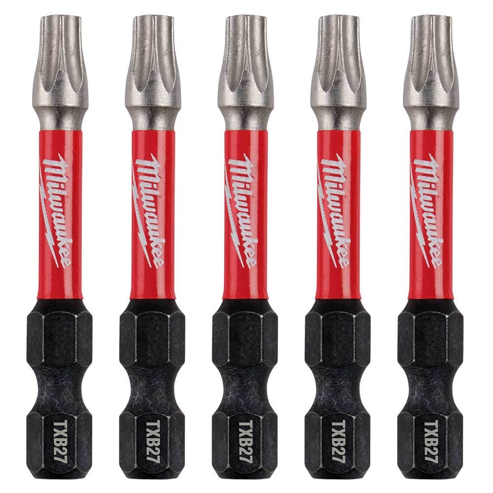 MILWAUKEE T27 x 50mm Torx Power Impact Screwdriver Bit - SHOCKWAVE - 5 Piece 48324697