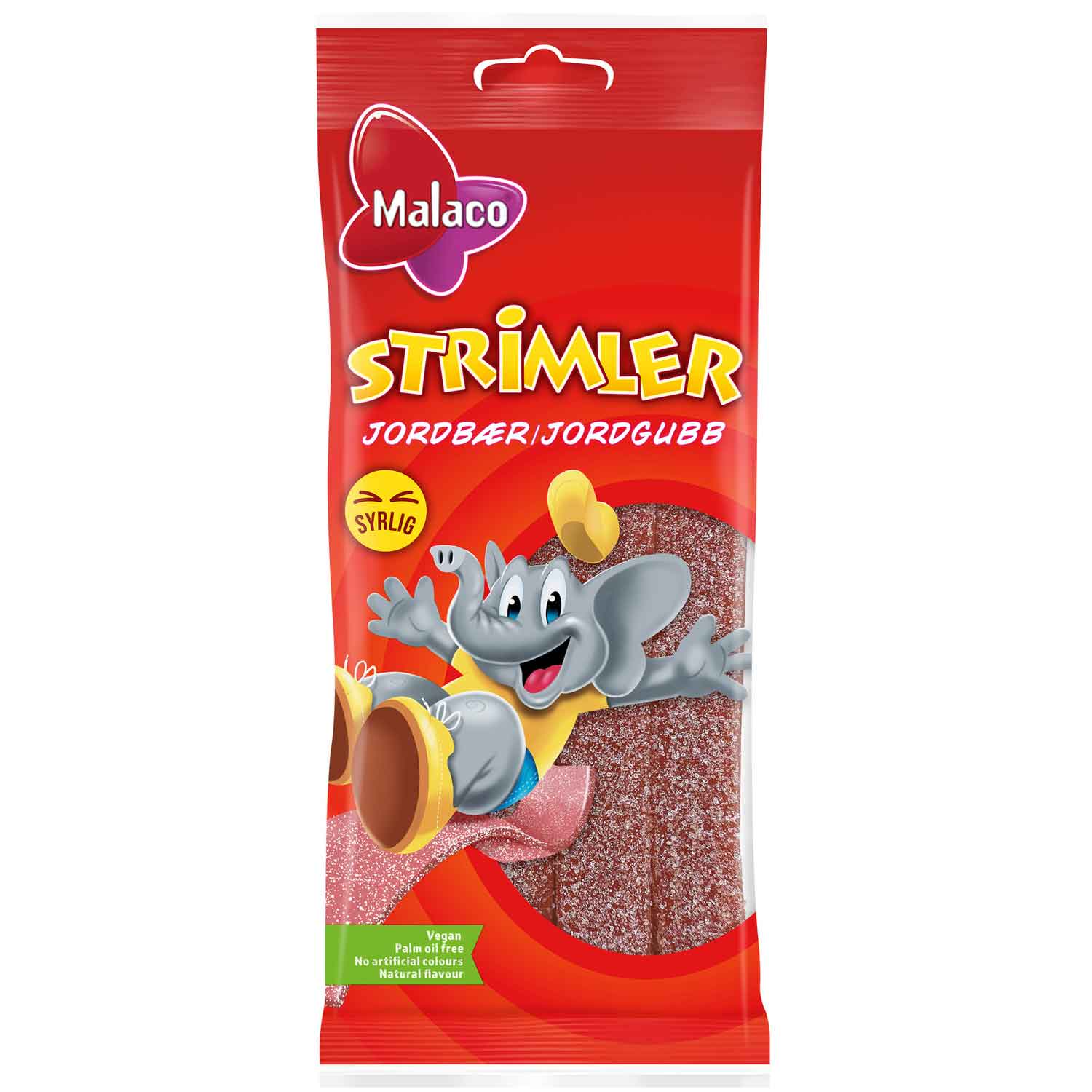 Malaco Strimler Jordbær 80g