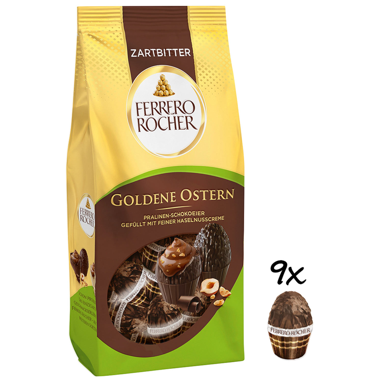 Ferrero Rocher Goldene Ostern Pralinen-Schokoeier Zartbitter 90g