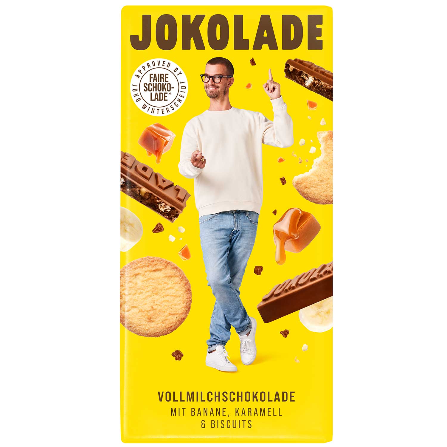 JOKOLADE No2 Vollmilchschokolade mit Banane, Karamell & Biscuits 140g