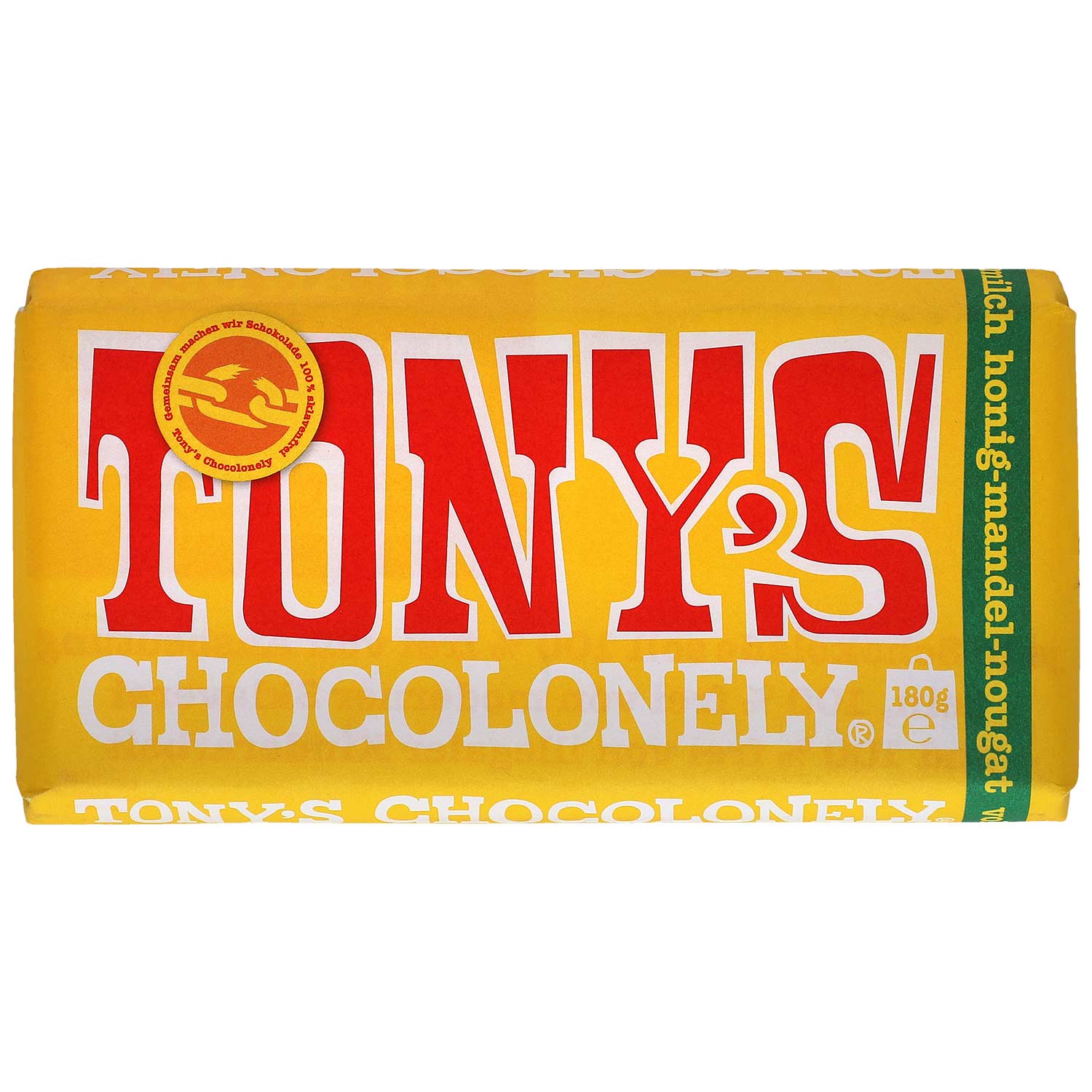 Tony's Chocolonely Vollmilchschokolade Honig-Mandel-Nougat 180g