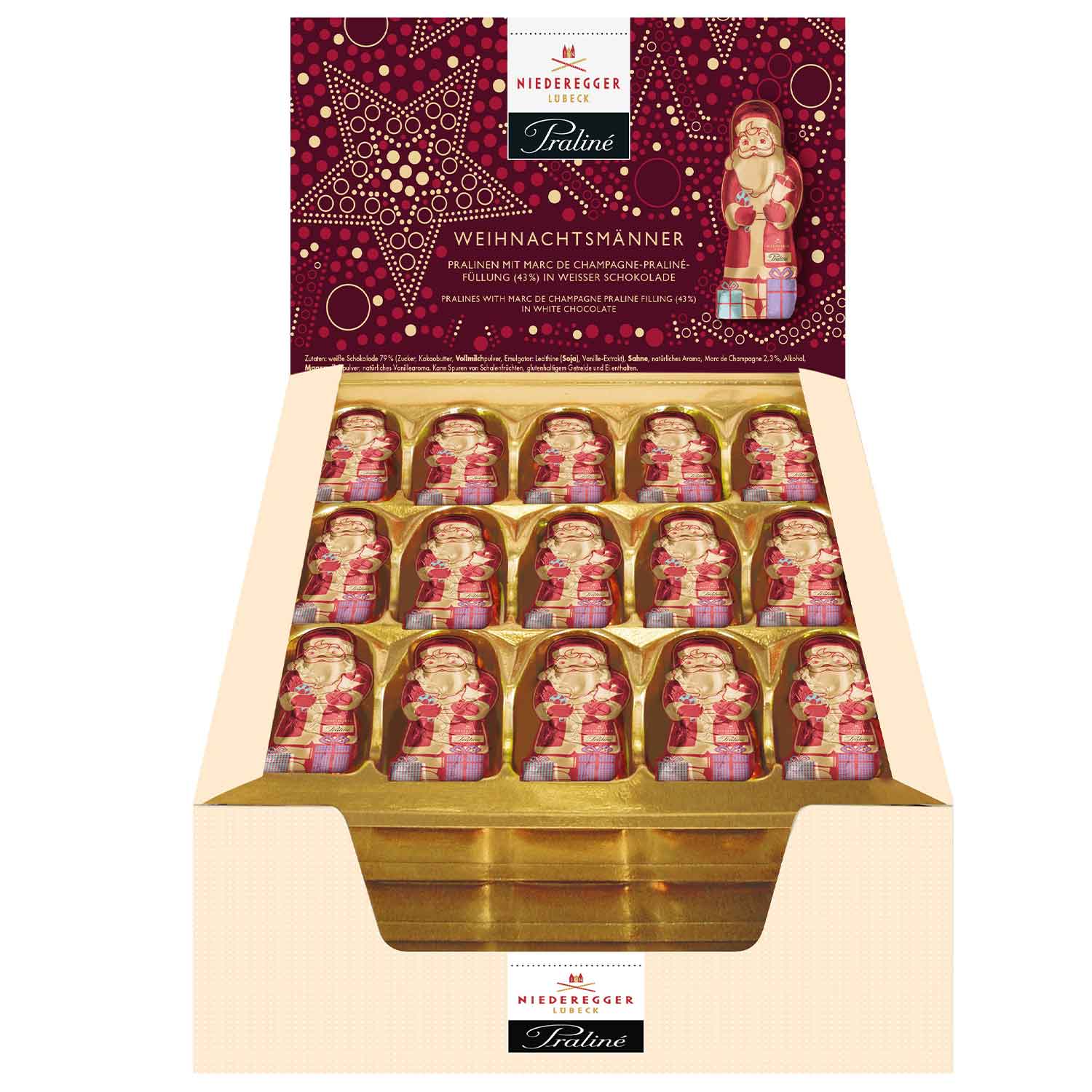 Niederegger Praliné Weihnachtsmänner Marc de Champagne 75x12,5g
