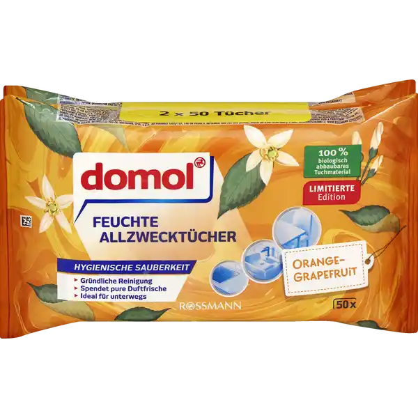 Feuchte Allzwecktücher Orange-Grapefruit Spar-Pack