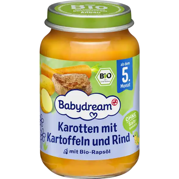 Bio Karotten mit Kartoffeln und Rind