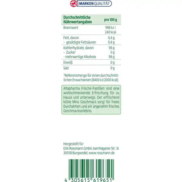 Frische-Pastillen Minz Geschmack