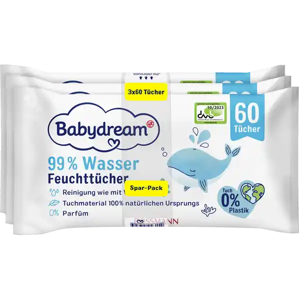 Feuchttücher mit 99 % Wasser