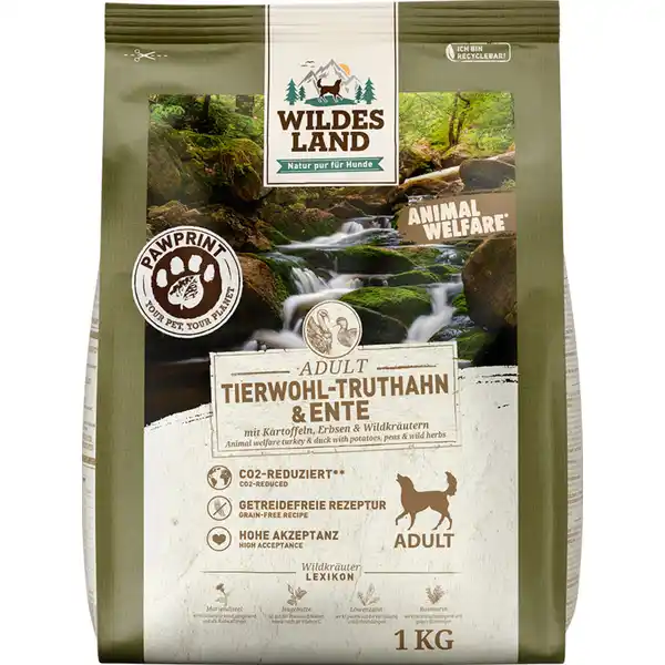Hundefutter Adult PawPrint Tierwohl Truthahn & Ente