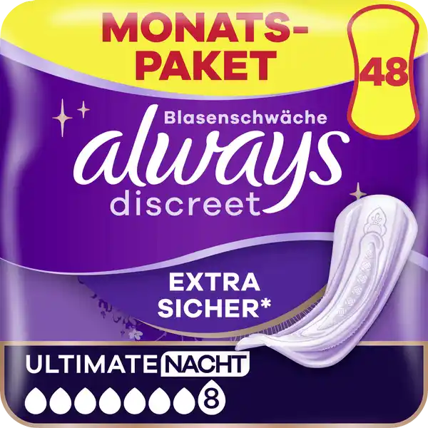 Monatspaket Discreet Inkontinenz Einlagen Ultimate Nacht