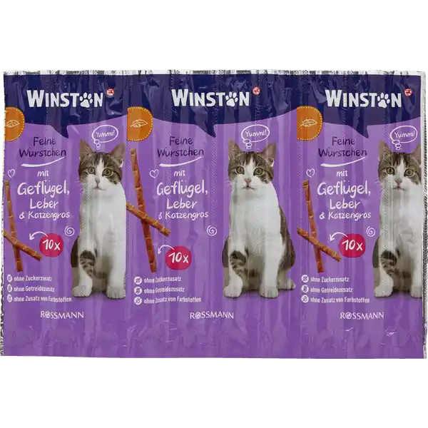 Feine Würstchen mit Geflügel, Leber und Katzengras