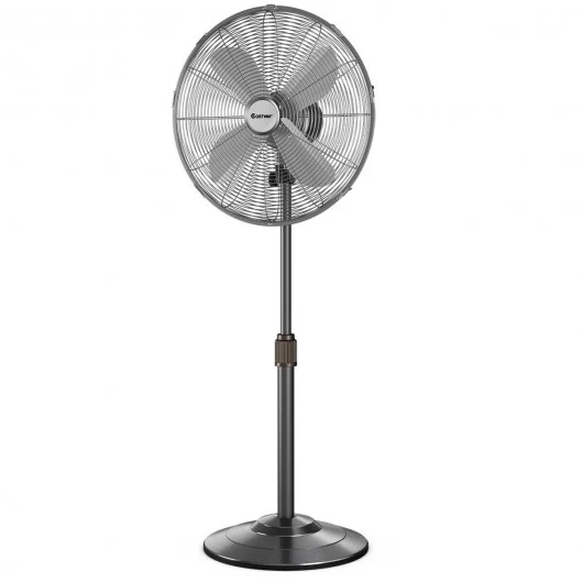 16 Metal Adjustable Oscillating Pedestal Fan-Black