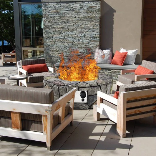 28 Propane Gas Fire Pit with Lava Rocks and Protective Cover