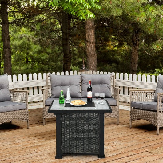 30 Square Outdoor Fireplace Propane Gas Fire Pit Table-Black
