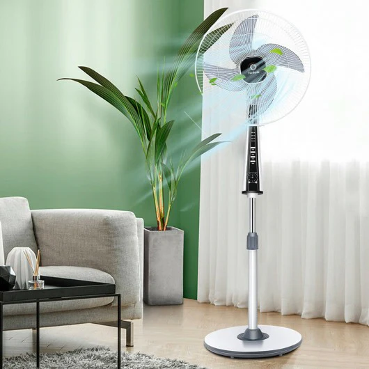 15 4 Blades 3-Speed Height Adjustable Remote Control Pedestal Fan