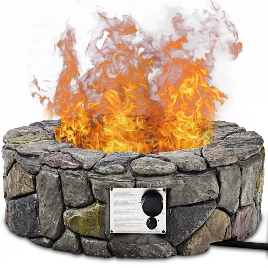 28 Propane Gas Fire Pit with Lava Rocks and Protective Cover
