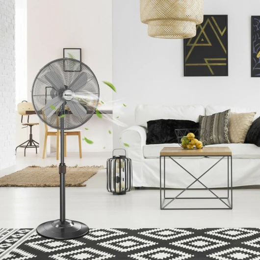 16 Metal Adjustable Oscillating Pedestal Fan-Black