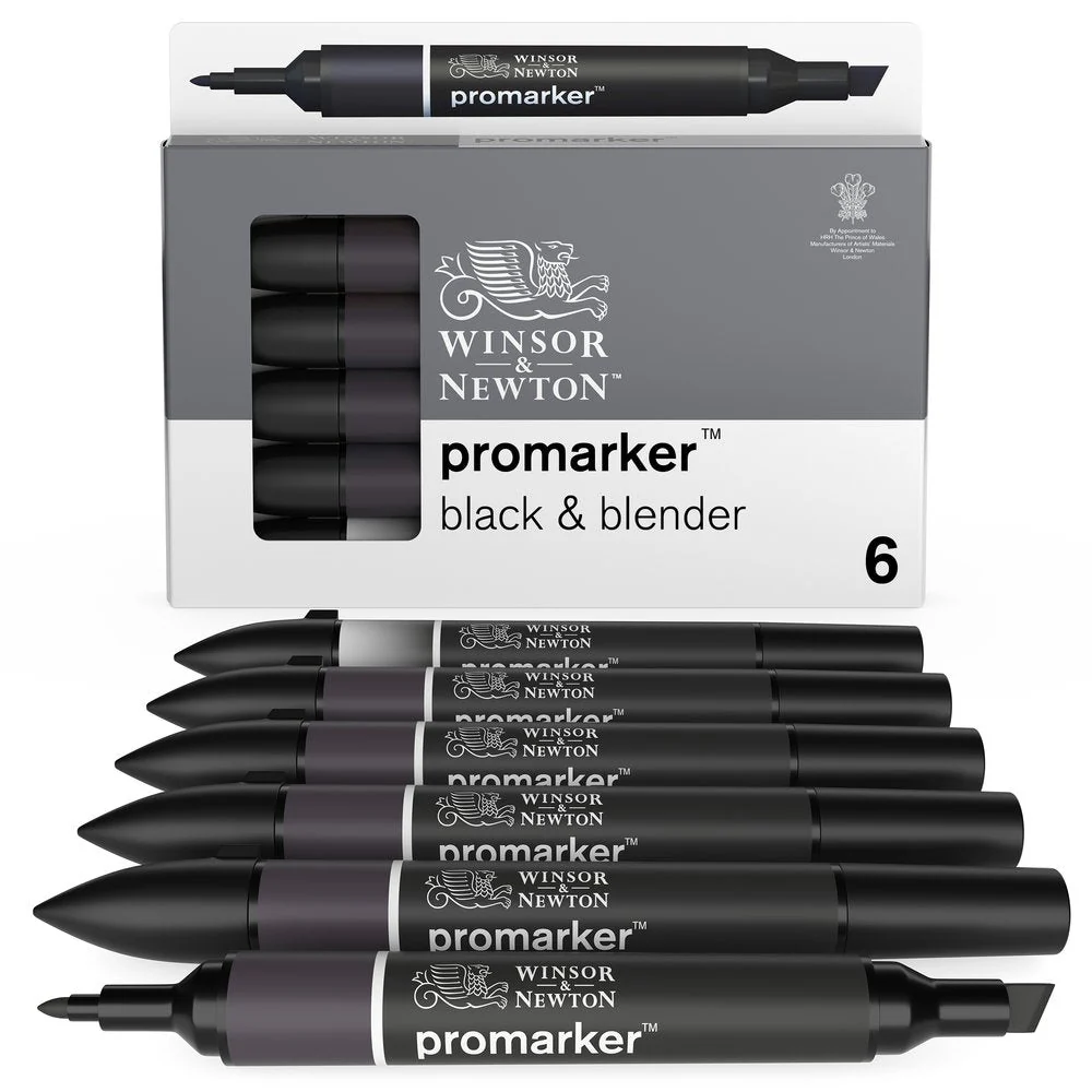 Promarker 6 Blacks x5 & Blender