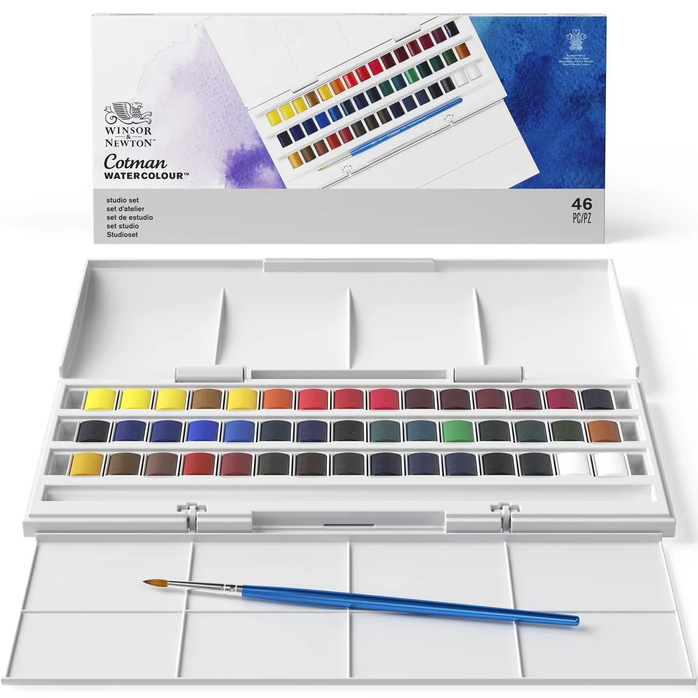 Cotman Watercolours Half Pan Studio Set - 45 Half Pans
