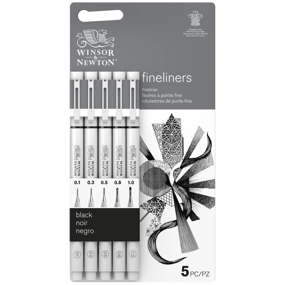 Black Fineliner Assorted Set x5