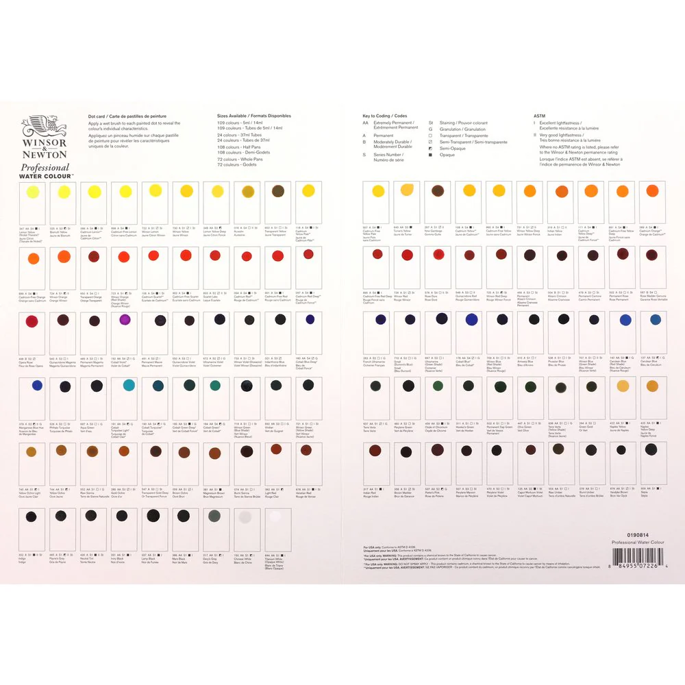 Professional Watercolour Dot Card Colour Chart