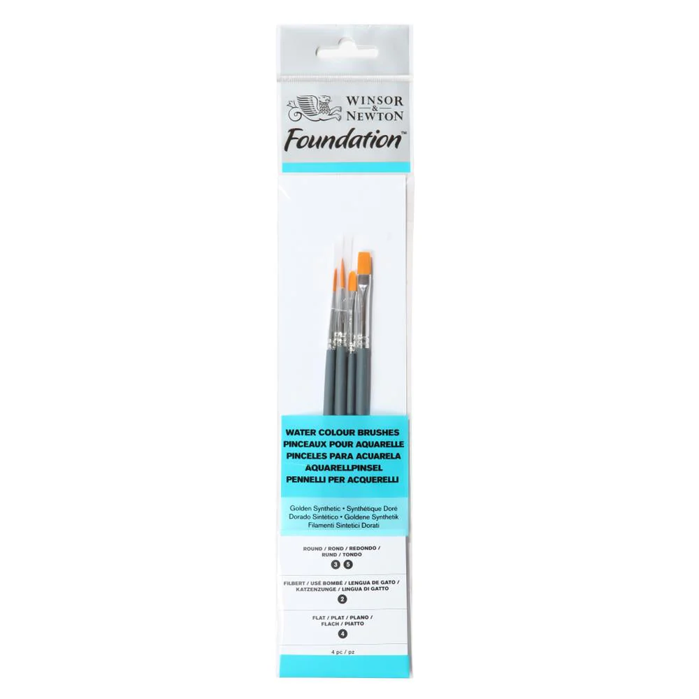 Foundation Watercolour Brush - Short Handle - 4 Pack