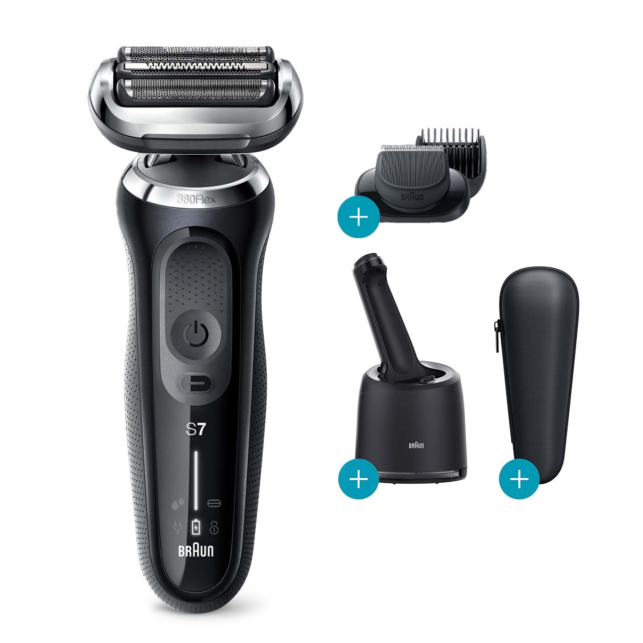 Braun Series 7 with Beard and Stubble Trimmer, Black | Braun