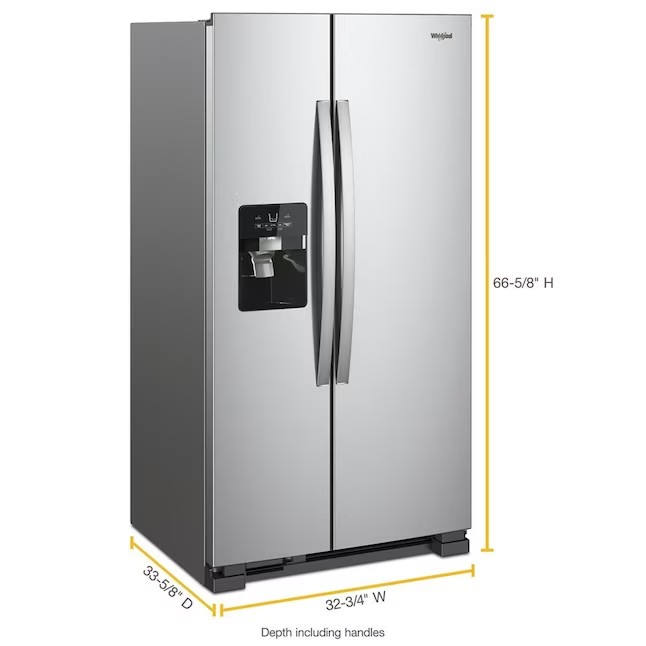 Whirlpool 21.4-cu ft Side-by-Side Refrigerator with Ice Maker (Fingerprint Resistant Stainless Steel)