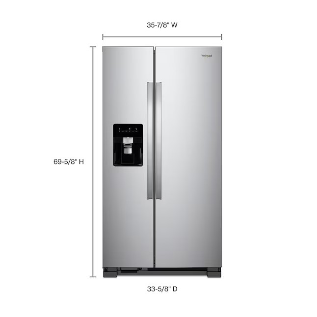 Whirlpool 24.6-cu ft Side-by-Side Refrigerator with Ice Maker (Fingerprint Resistant Stainless Steel)