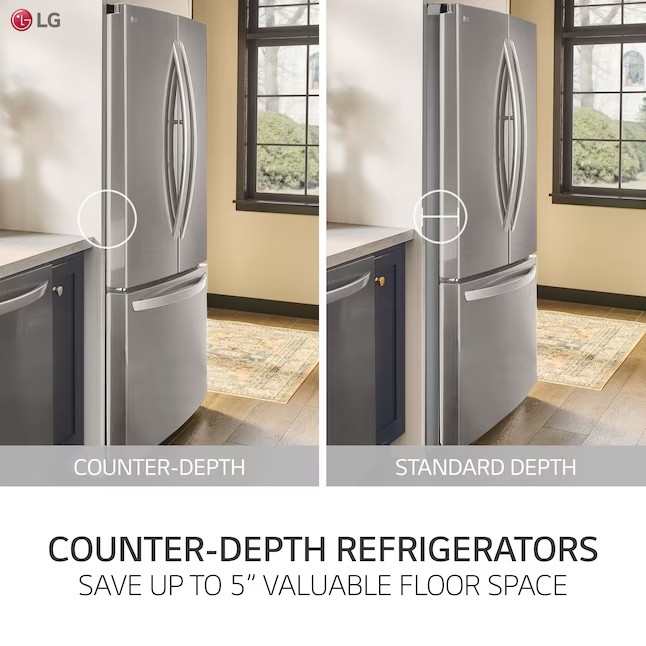 LG Counter-Depth MAX 26.5-cu ft Counter-depth Smart French Door Refrigerator with Ice Maker (Stainless Steel) ENERGY STAR