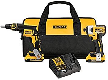 DEWALT 20V MAX XR Drywall Screwgun and Impact Screwdriver Kit, 2.0 Amp Hour (DCK267D2)