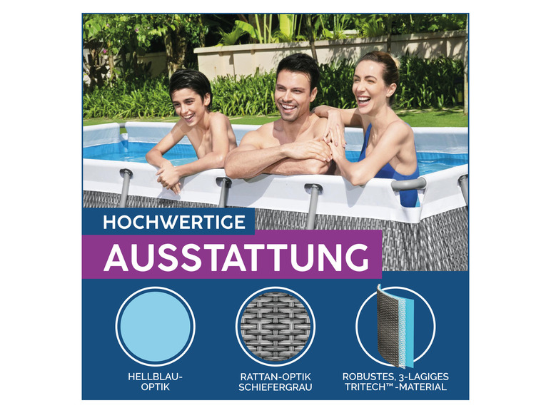 Bestway Power Steel™ Frame Pool Komplett-Set mit Filterpumpe, ca. L 412 x B 201 x L 122 cm