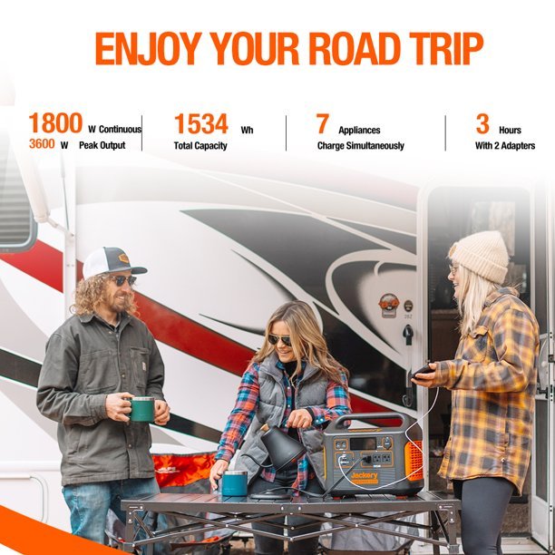 Jackery 1800 Watts Continuous/3600W Peak Output Portable Solar Generator SG1500 with 4 Solar Panels