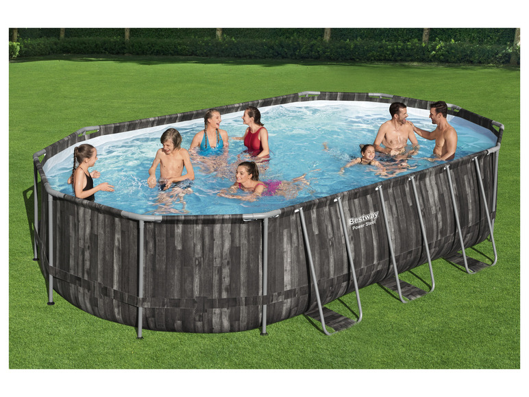 Bestway Power Steel™ Frame Pool Komplett-Set mit Filterpumpe, ca. L 610 x B 366 x H 122 cm
