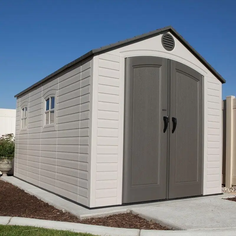 8' wide x 15' deep plastic storage shed