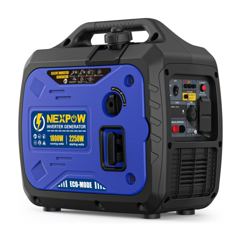 NEXPOW Portable Inverter Generator, 2250W Super Quiet Generator with CO Alarm Ideal,Eco-Mode Feature, Parallel Capability,EPA Compliant,and 5v/3A USB Outlet,Lightweight For Backup Home Us& Camping