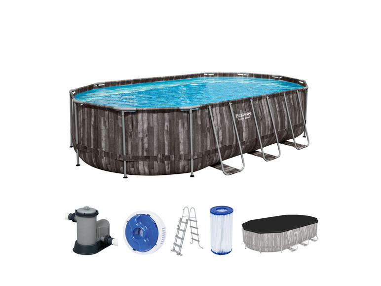 Bestway Power Steel™ Frame Pool Komplett-Set mit Filterpumpe, ca. L 610 x B 366 x H 122 cm
