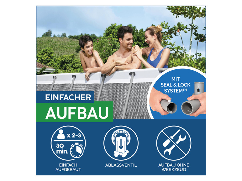 Bestway Power Steel™ Frame Pool Komplett-Set mit Filterpumpe, ca. L 412 x B 201 x L 122 cm