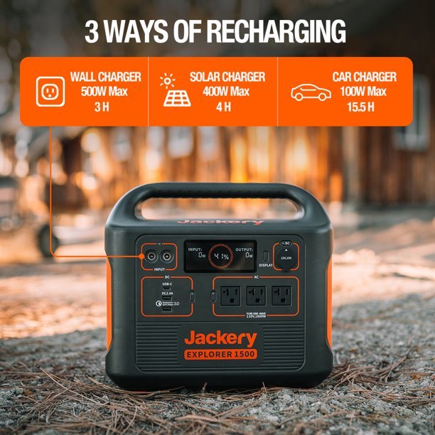 Jackery 1800 Watts Continuous/3600W Peak Output Portable Solar Generator SG1500 with 4 Solar Panels