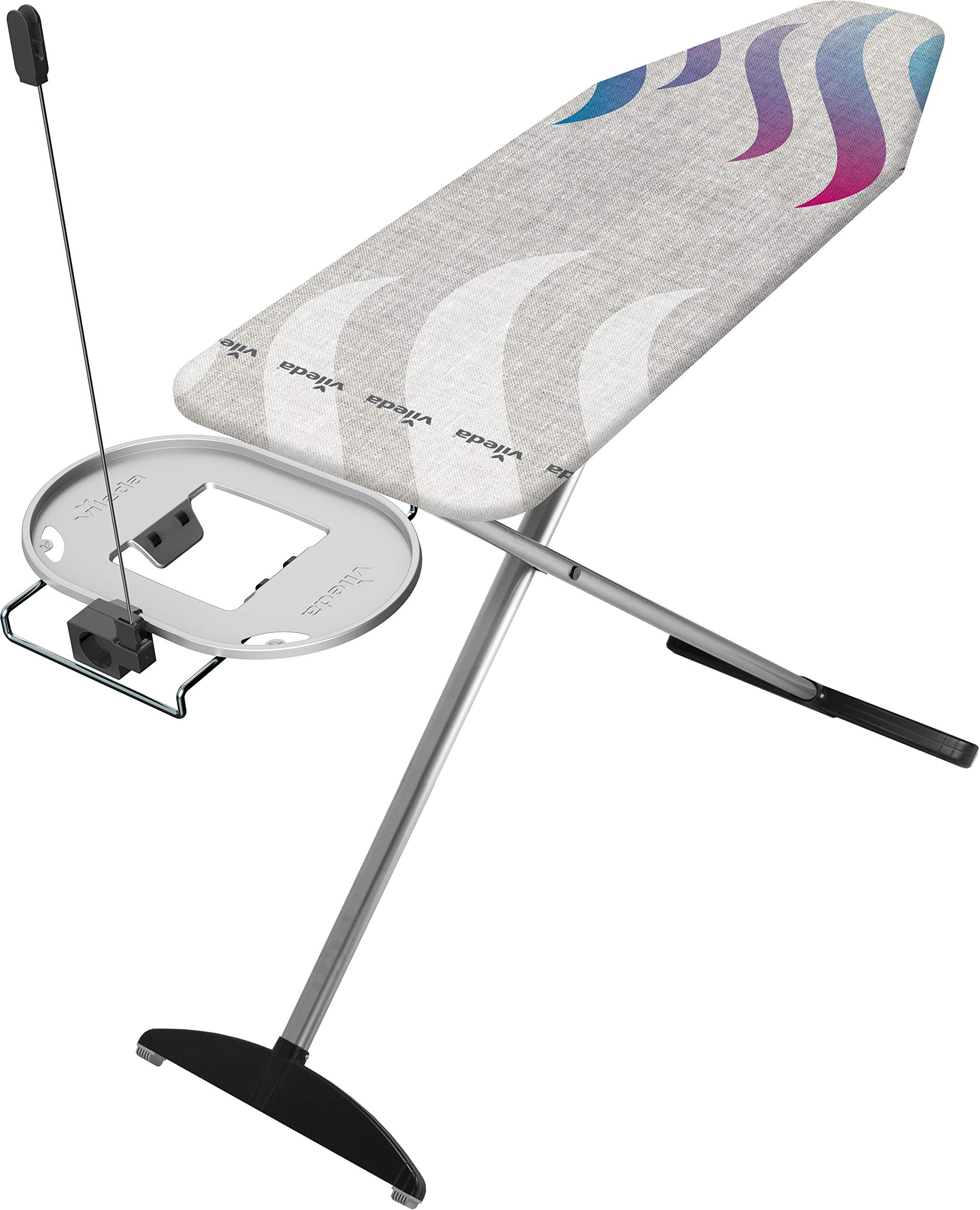 Vileda – Total Reflect Plus Ironing Board – Ironing Board with Heat and Steam Reflection Technology, Power Outlet Included – Adjustable Height, Grey/Green, One Size
