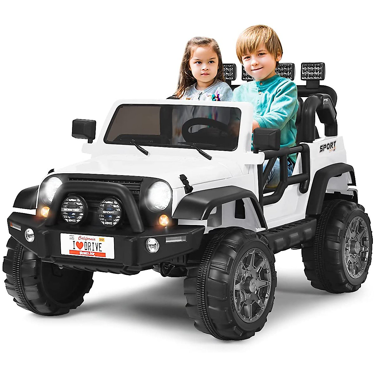 Elektroauto Jeep 2 Sitzer mit 3 Geschwindigkeiten weiß