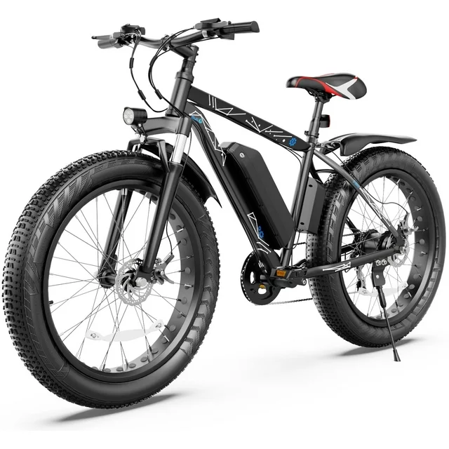 Gocio 26 4.0 Fat Tire Electric Bike for Adults, 500W Adults E Bike, 48V 13Ah Removable Li-Ion Battery, Professional 7-Speed, Electric Mountain Bicycle Beach Bike Snow Bike Ebike for Men