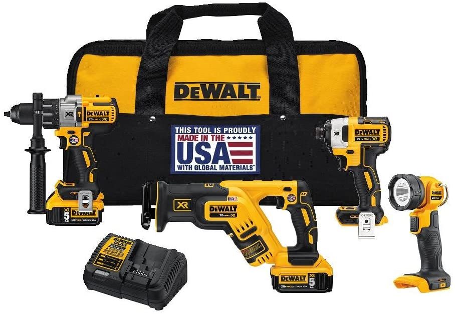 DEWALT 20V MAX XR Cordless Drill Combo Kit, 4 Tools (DCK494P2)