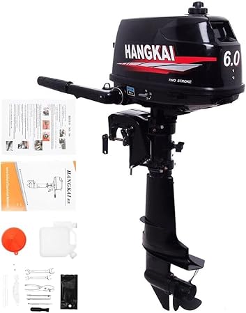 2-Stroke Outboard Motor, 246CC 18HP Heavy Duty Outboard Marine Engines Fishing Boats Kayaks Inflatable Boat Boat Tiller Control Engine w/Water Cooling & CDI Ignition System, Short Shaft