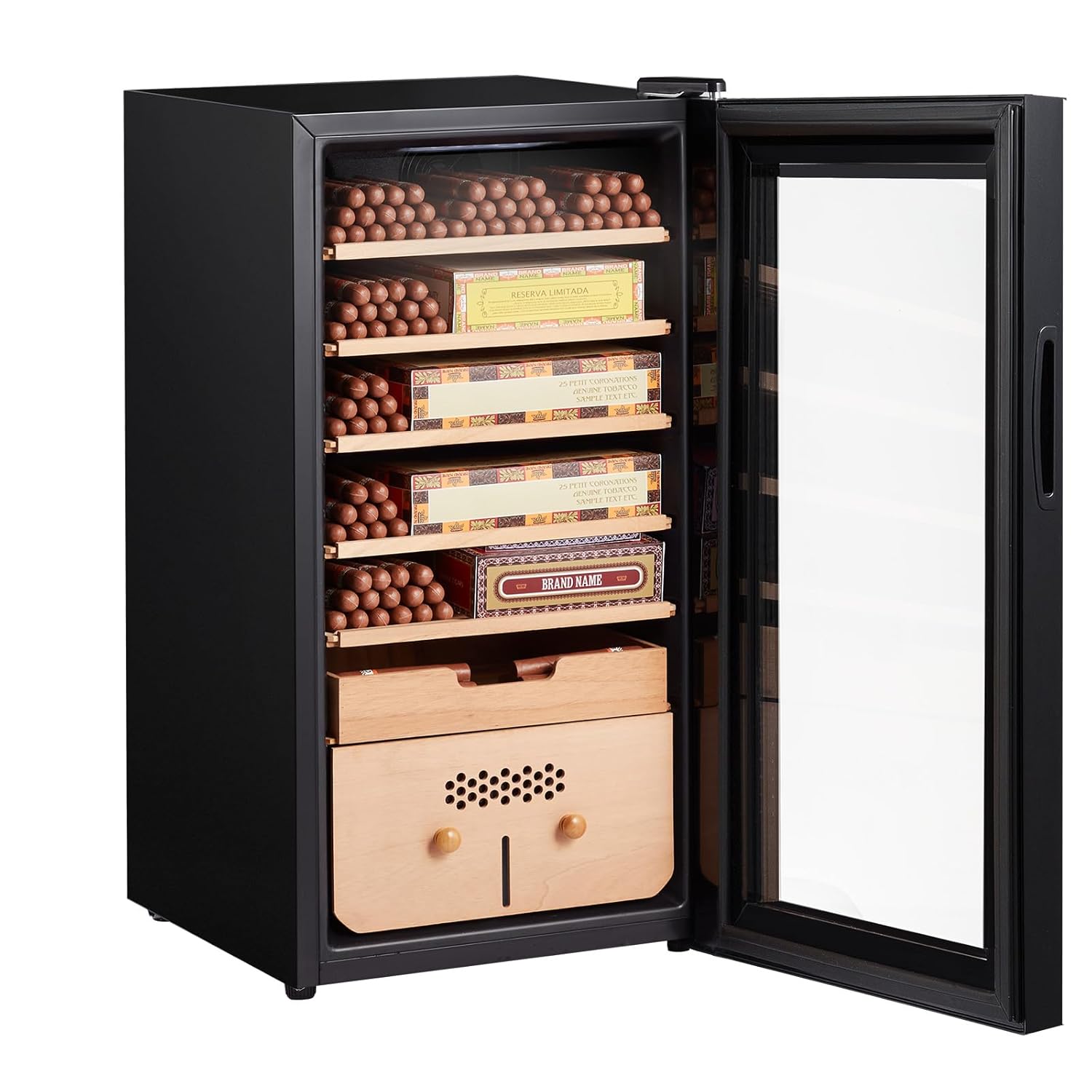 VEVOR Electric Cigar Humidor, 500 Count Cigar Humidor Cabinet with Cooling, Heating & Humidity Control, 6 Layer Spanish Cedar Wood & Double Mirror Glass Cigar Humidor, Gift for Men