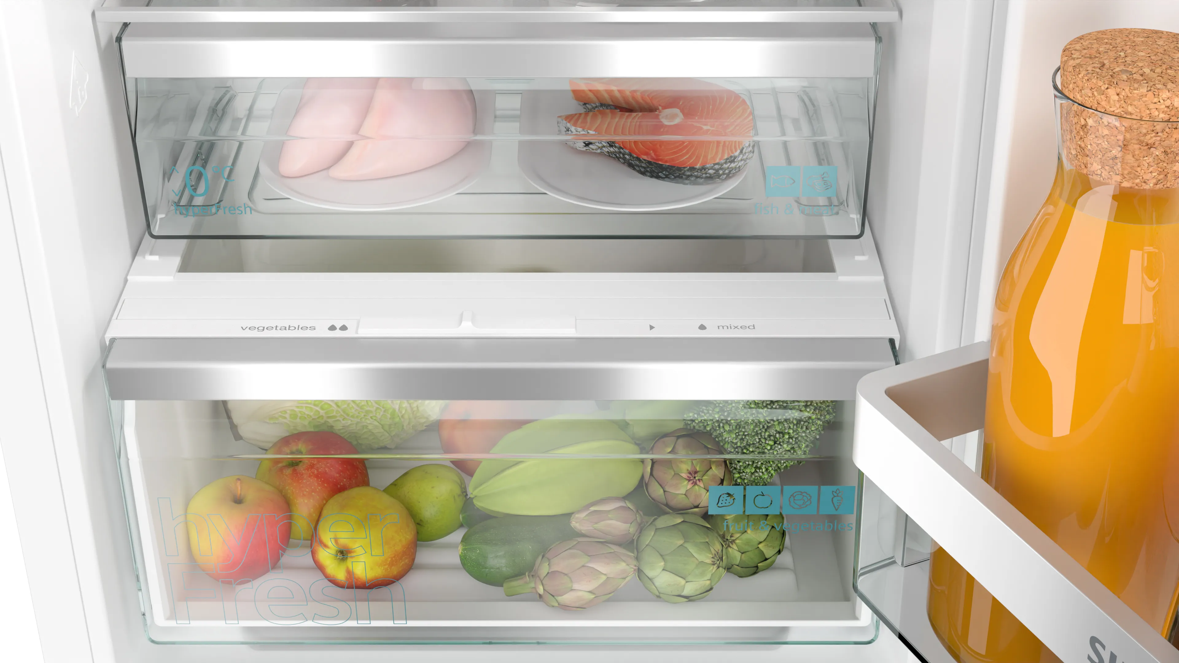 SIEMENS KI86NADD0 iQ500 Built-in fridge-freezer with freezer at bottom 177.2 x 55.8 cm soft close flat hinge