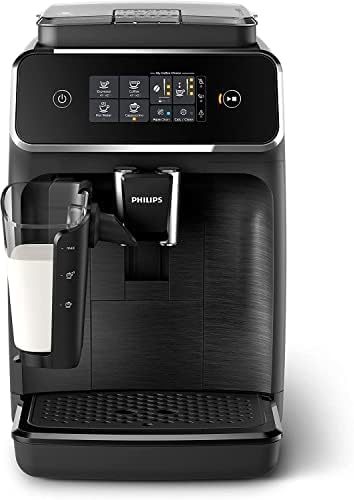 Philips 2200 Series fully automatic espresso machine - LatteGo milk frother, 3 coffee varieties, intuitive touch display, black, (EP2230/14)