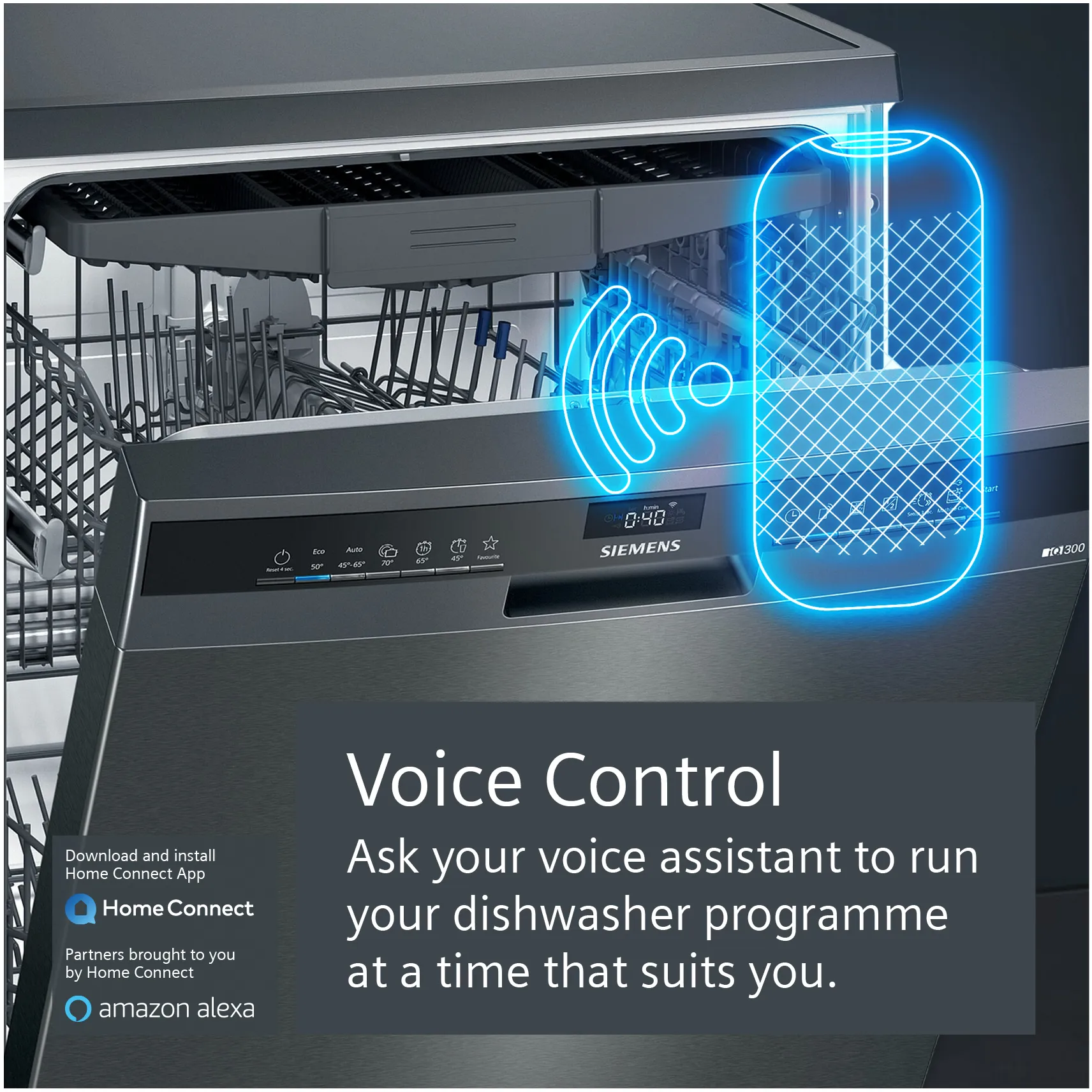 SIEMENS SN23EC14CG iQ300 Free-standing dishwasher 60 cm Brushed black steel anti-fingerprint