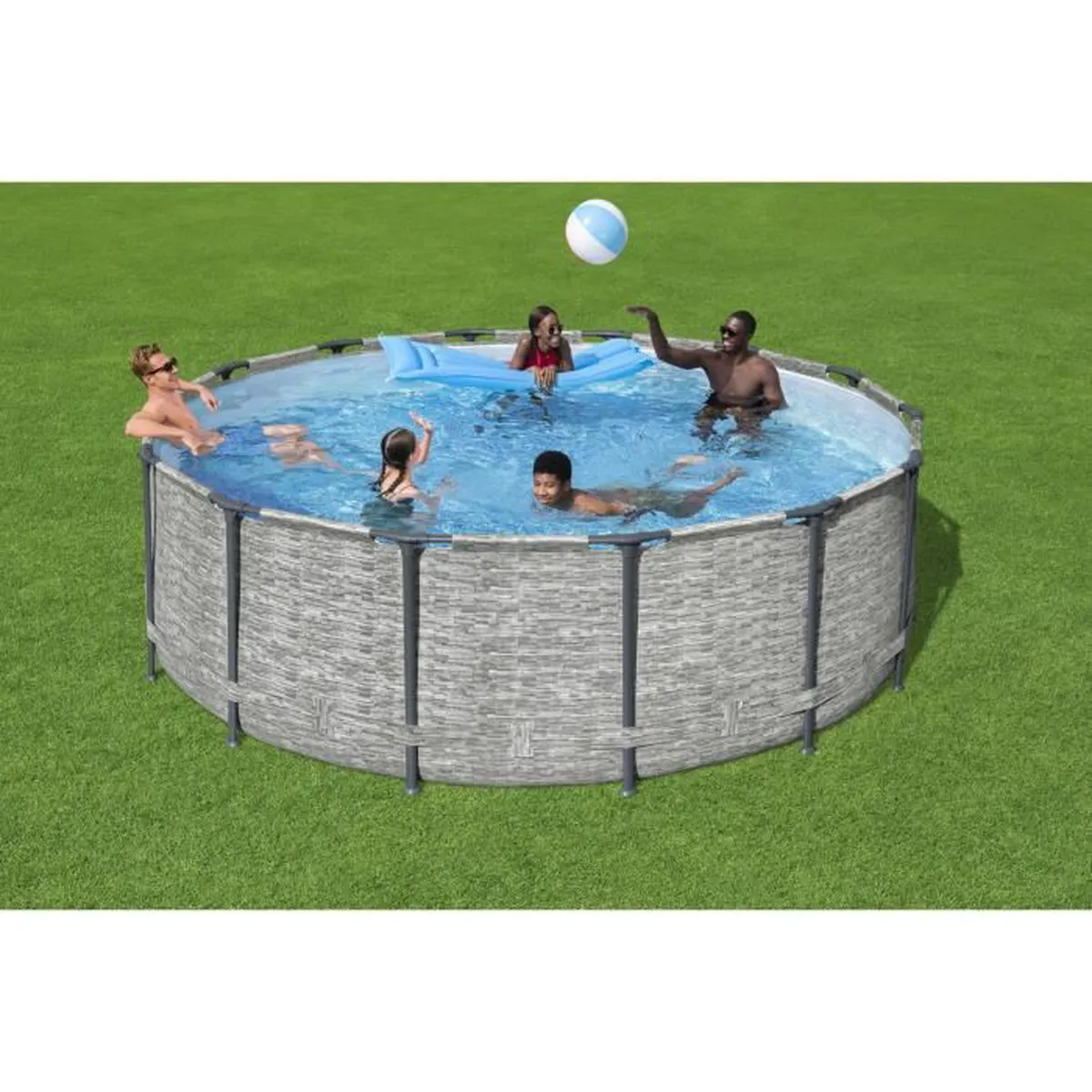 Kit Piscine hors sol tubulaire BESTWAY Steel Pro Max™ - 427 x 122 cm - Ronde (Livrée avec pompe de filtration, échelle + bâche)