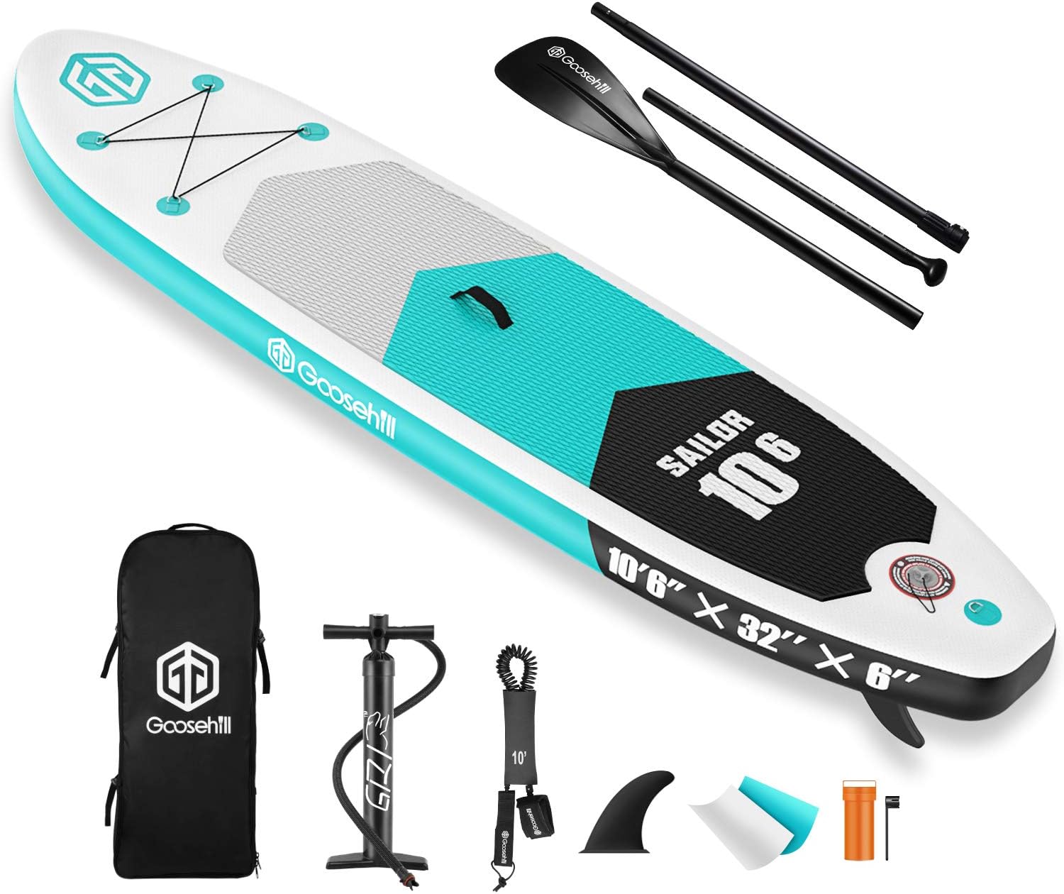 Goosehill Inflatable Stand Up Paddle Board, Premium SUP Package, 10' Long 32