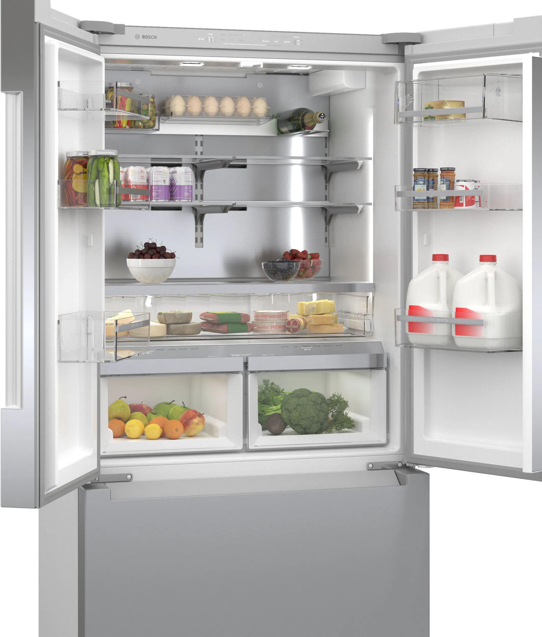 Bosch B36CT81ENS 800 Series French Door Bottom Mount Refrigerator 36'' Stainless steel (with anti-fingerprint), Total No Frost