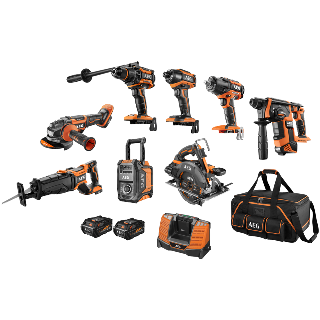 AEG 18V 6.0AH 8 PIECE POWER COMBO KIT WITH FUSION & FORCE
